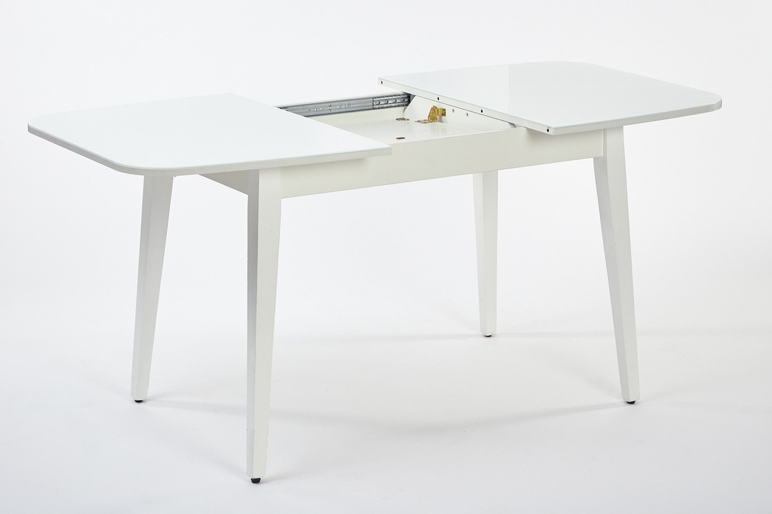 стол белый со стеклом кухонный раздвижной хофф
