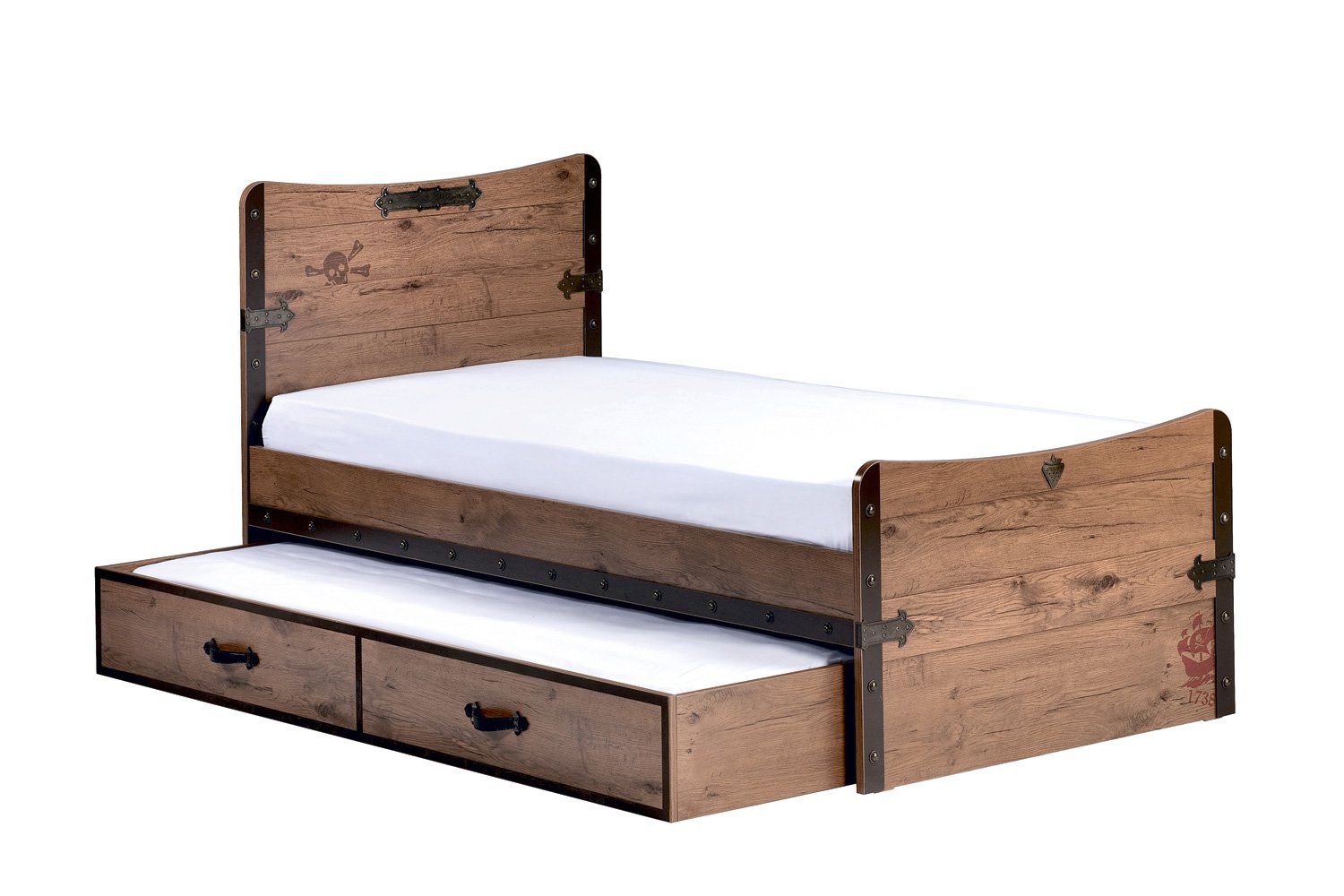 Кровать с выкатным спальным местом и ящиками