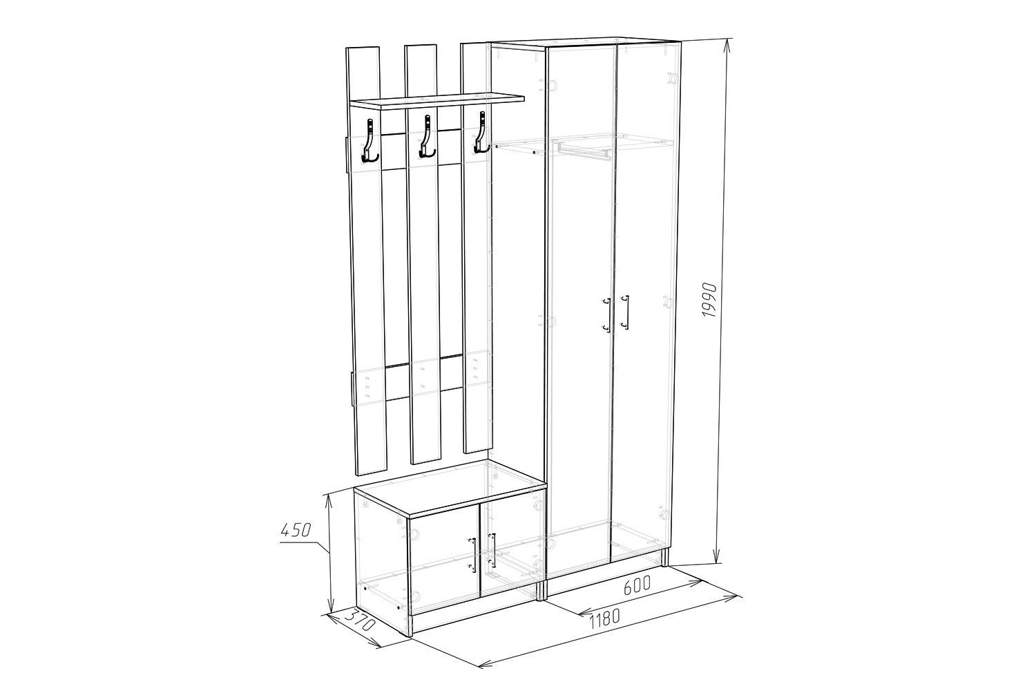 Чертежи мебели прихожей самостоятельного изготовления Фото 3