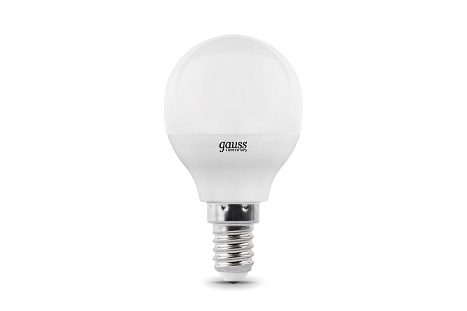 Изображение товара Лампа светодиодная Gauss Elementary E14, 6W, Шар, 4100 К, Холодный