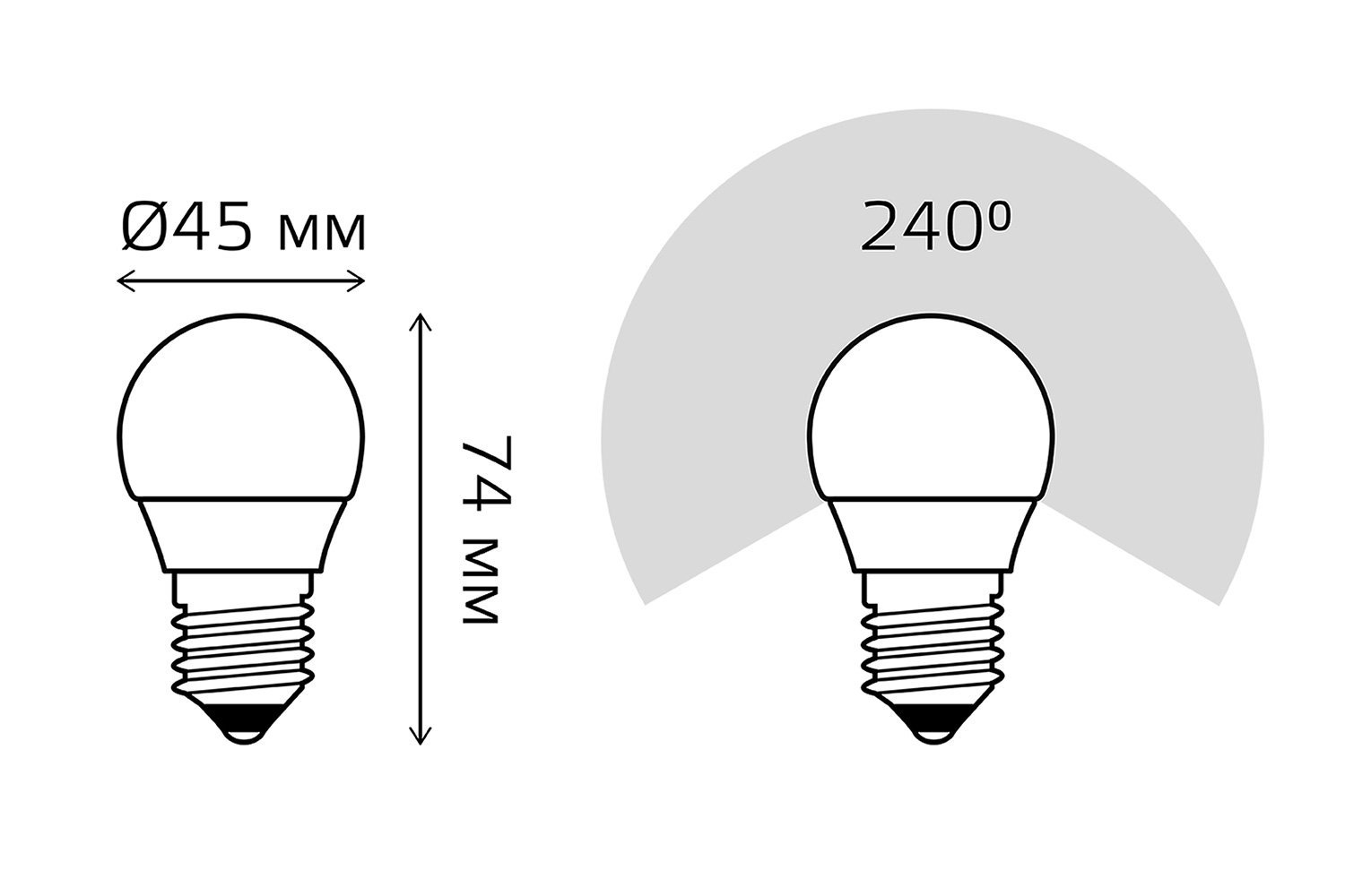 Лампа светодиодная Gauss Elementary Шар 450lm 4100K E27, 6W, Шар, 4100 К, Естественный