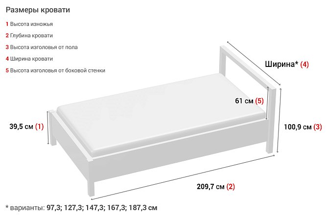 Кровать без подъемного механизма bauhaus 160х200 см