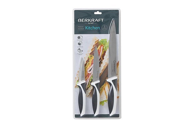 Фото 7 Набор ножей BERKRAFT Kitchen 3 шт., Нержавеющая сталь