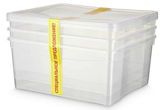 Изображение товара Комплект ящиков Кристалл 3 шт. 40x17x33.5 см, 18 л для хранения