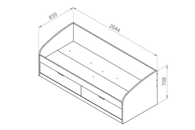 Кровать с выдвижными ящиками чертеж