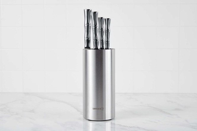 Изображение товара Набор ножей на подставке SAMURA Bamboo 5 шт. для кухни высокого качества