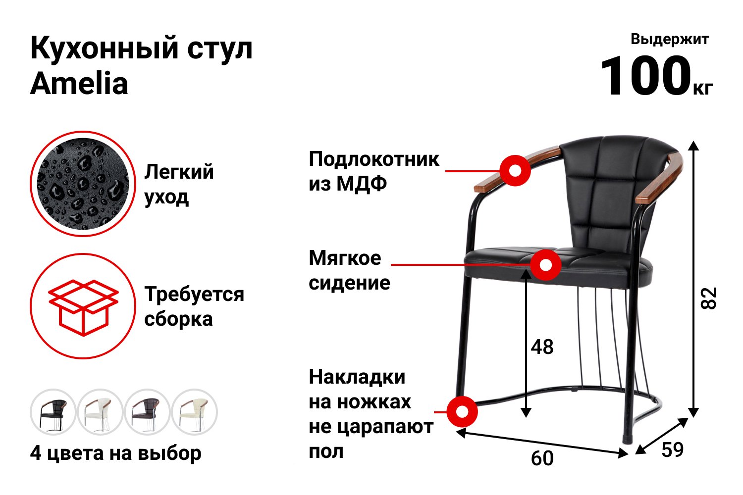 Спинки стульев царапают стену на кухне