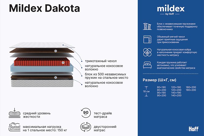 Матрас пружинный Dakota 120х200 см