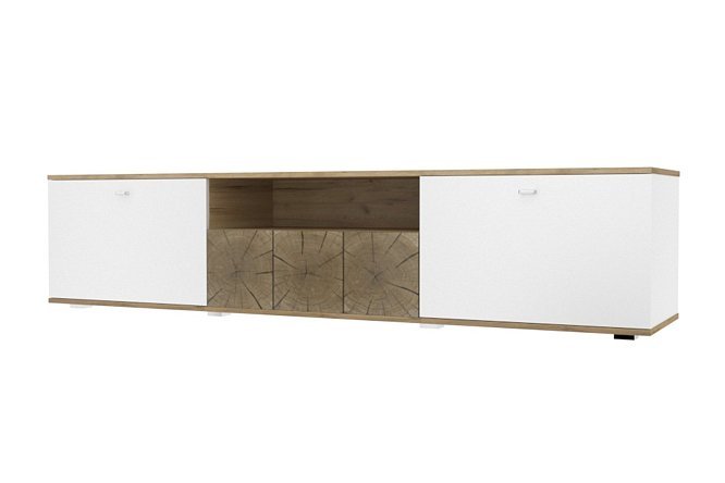 Изображение товара Тумба под ТВ Фиджи белая с дубовым каркасом 200,2х45х44 см