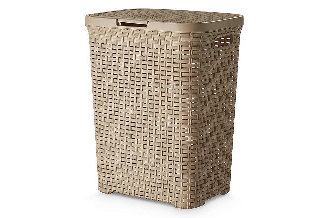 Изображение товара Корзина для белья с крышкой Ротанг 37x48x29.5 см, 40 л, полипропилен
