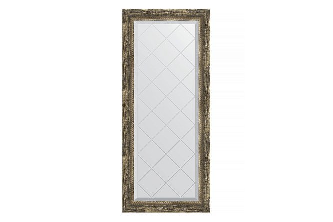 Изображение товара Настенное зеркало EVOFORM с гравировкой и багетной рамой из старого дерева 53x123 см