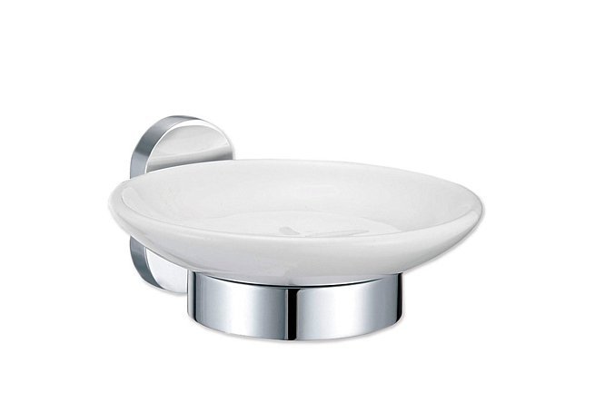 Изображение товара Мыльница Brass из керамики и металла хромированная 11х6х13 см