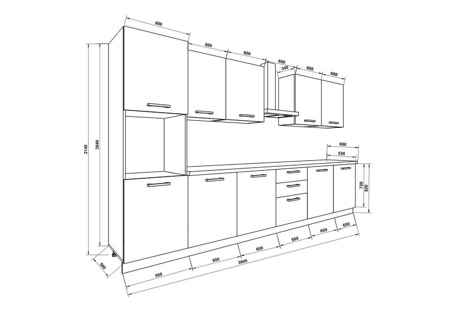 Модульный кухонный гарнитур Хлоя 3,6 м