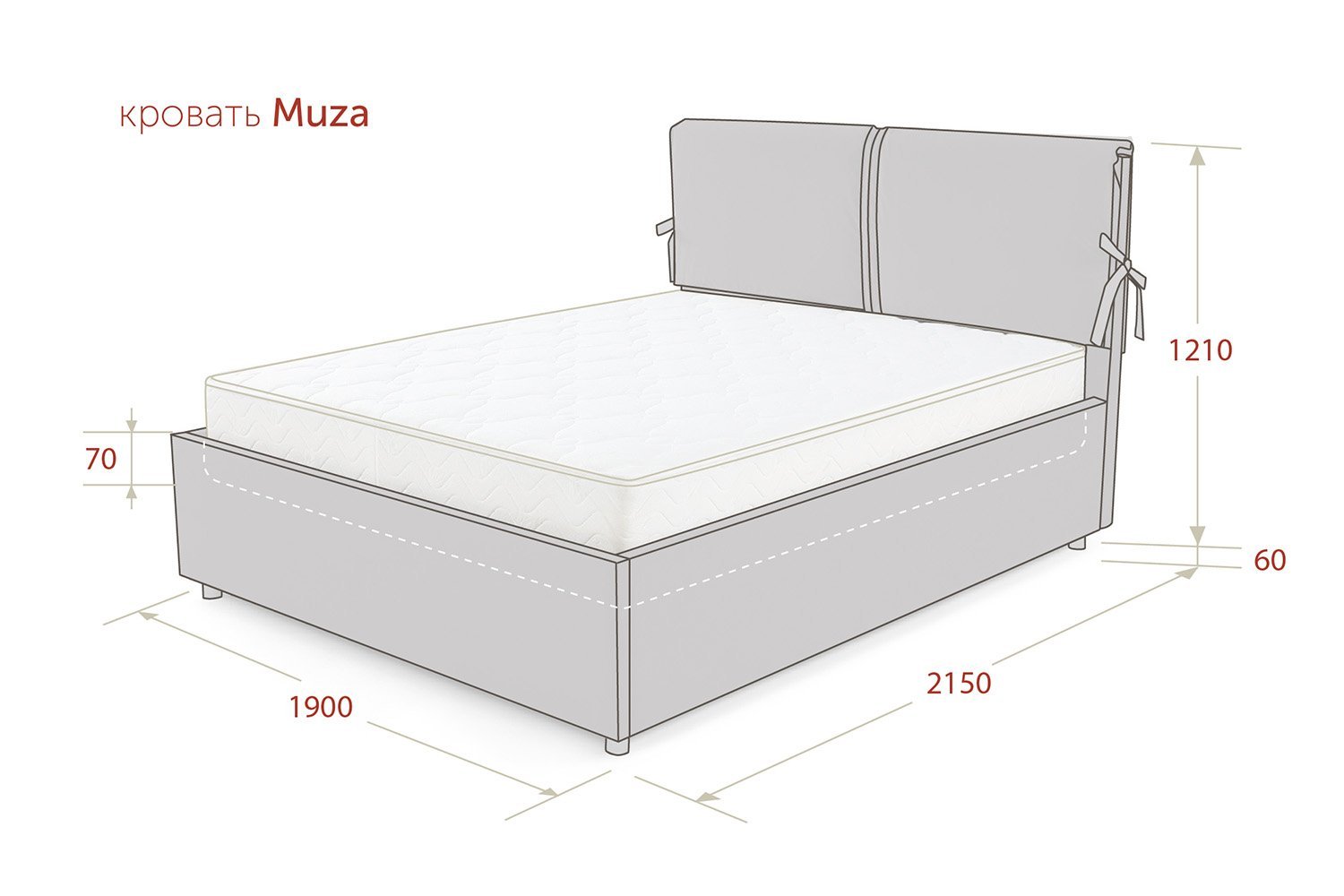 Кровать c подъемным механизмом muza 180х200 см