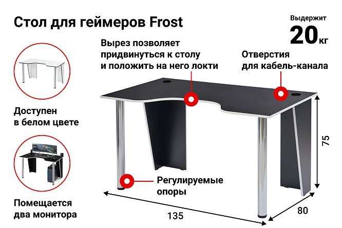 Стол с вырезом под локти