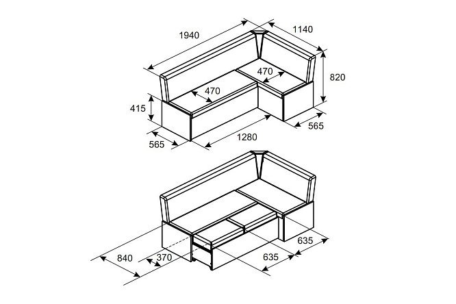 Чертежи угловой диван