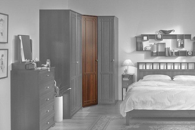 Изображение товара Угловой шкаф Sherlock 85,9х230х85,9 см орех шоколадный современный дизайн