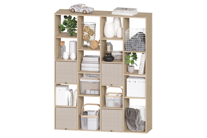 Изображение товара Стеллаж СТ 174С из ЛДСП в цвете дуб Сонома, габариты 142,6х177,6х39 см