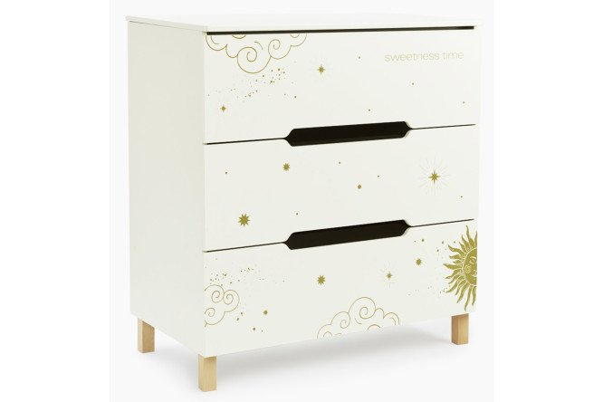 Изображение товара Комод с пеленальным столом HAPPY BABY Fioki, молочный, деревянный, размер 90,2х101,5х75 см