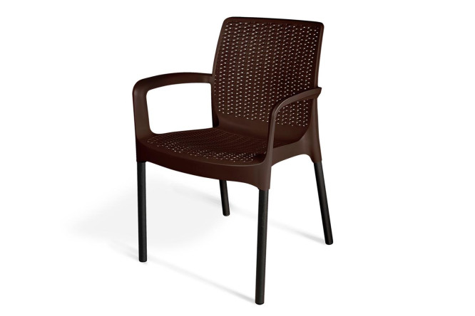 Изображение товара Стул SHT-S68 с подлокотниками цвет сидушки коричневый, ножек чёрный муар