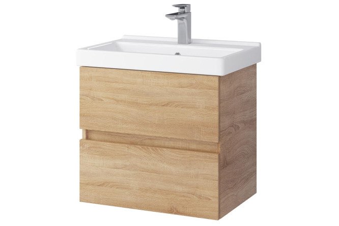 Изображение товара Тумба подвесная Sanstar Тоскана 60.5 см с раковиной, дуб Сонома светлый