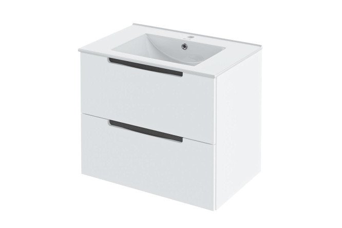 Изображение товара Подвесная тумба RUNO Lina 70 антрацит лён для ванной белый каркас