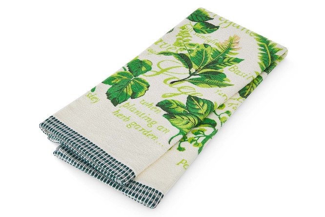 Изображение товара Кухонное полотенце Орегано 45х70 см 100% хлопок белое и зелёное
