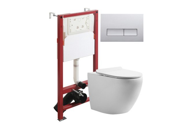 Изображение товара Подвесной унитаз с инсталляцией CI07-100W+APB200, белый, с сиденьем из дюропласта