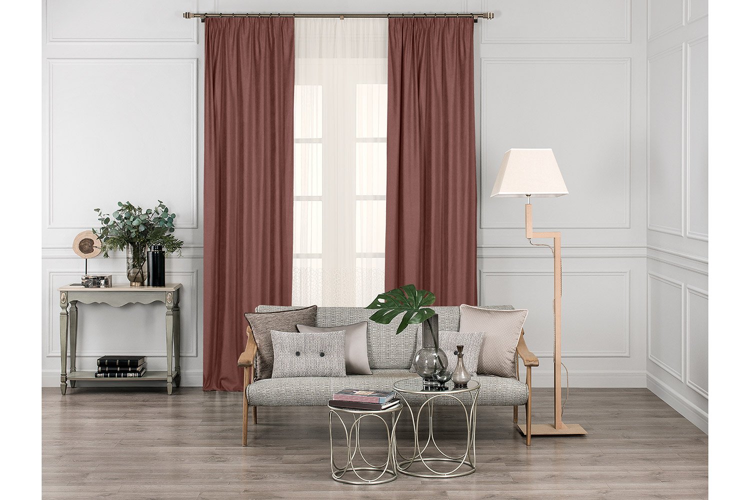 Комплект штор ESTIA Вилен 240x270 см, 2 шт., цвет розовый