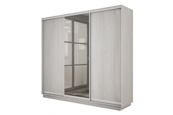 Изображение товара Шкаф-купе 3-дверный Slide-2 v.2 210х240х45 см ясень анкор светлый серебро с зеркалом