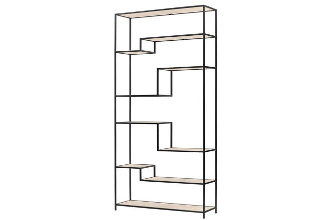 Изображение товара Стеллаж Jaqlene черный и слоновая кость размер 100х200х30 см