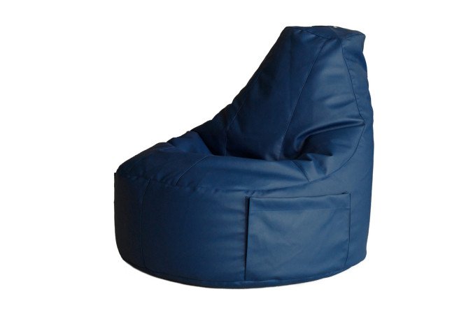 Изображение товара Кресло-груша Comfort с кожаным чехлом 90х85х90 см синее