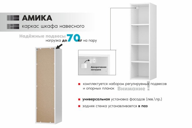 Каркас шкафа навесного Амика 29.9х108х33.7 см