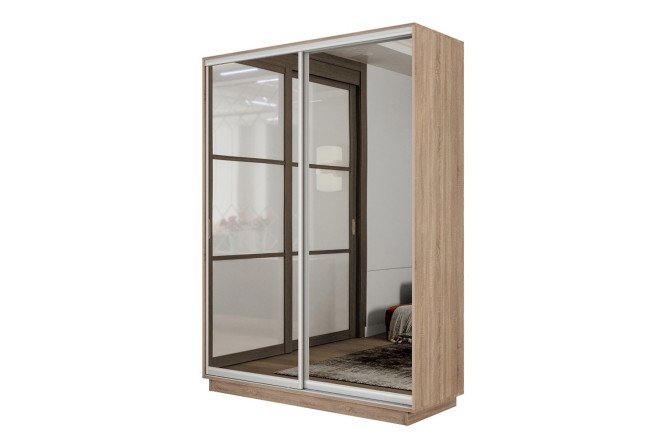 Изображение товара Шкаф-купе Slide-2 v.2 160x220x60 см с зеркалами Сонома/серебро