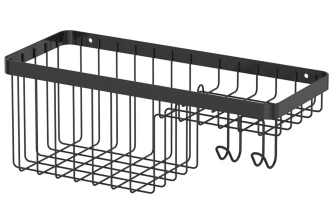 Изображение товара Полка с мыльницей и крючками Nifioli 30x11.5x12 см для ванной комнаты