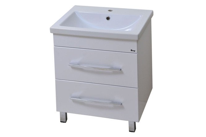 Изображение товара Тумба напольная Рокард с 2 ящиками 57 см белая для ванной и спальни