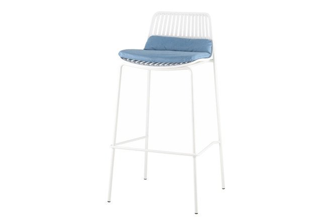 Стул барный Stool Group Лоуран с подушкой 49х100х49 см, цвет обивки голубой, сидушки белый