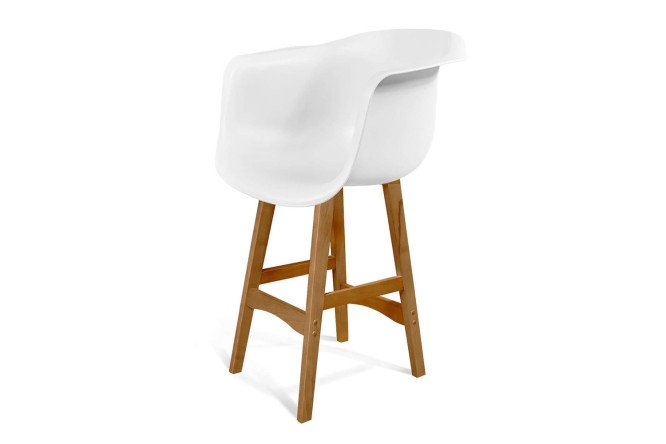 Изображение товара Стул полубарный SHT-ST31/S65-1 белый с массивом дерева и подлокотниками