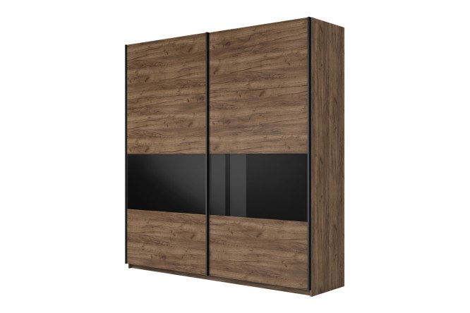 Изображение товара Двухдверный шкаф-купе Chester 220х230 см чёрный глянец крафт табачный