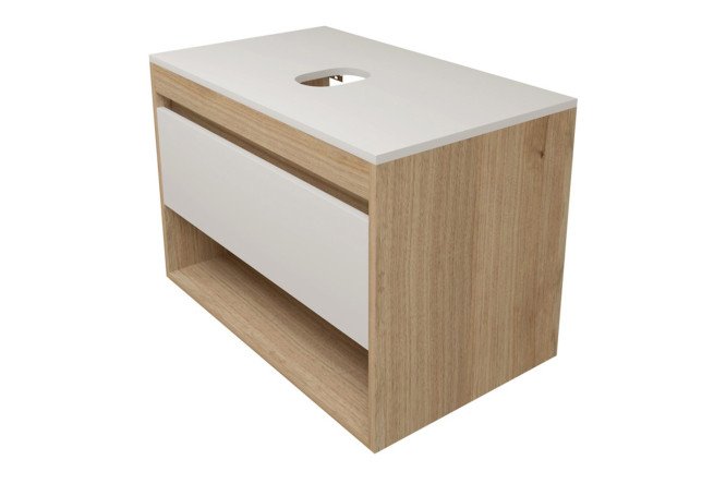 Изображение товара Подвесная тумба TEYMI Ritta 75 см белый матовый дуб эврика