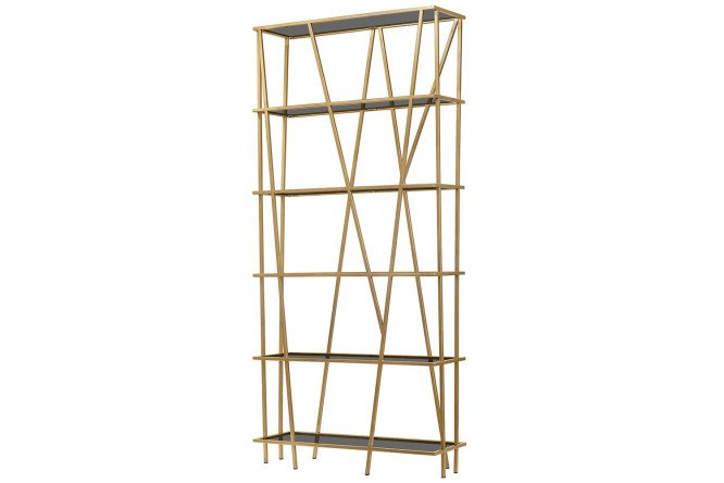 Изображение товара Стеллаж Eva из металлического и стеклянного материала золотой тонированный 90x190x30 см