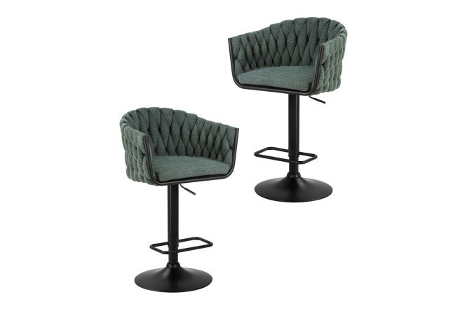 Изображение товара Комплект барных стульев DOBRIN Leon 55х89х49 см, цвет обивки зелёный, ножек чёрный