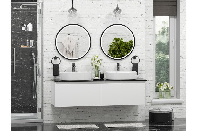 Тумба подвесная Виста 150 П-Вис-09150-012Я с 2 ящиками 150 см, цвет каркаса белый, фасада белый