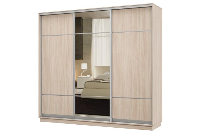 Изображение товара Шкаф-купе 3-дверный Практик 35 с зеркалом и ЛДСП