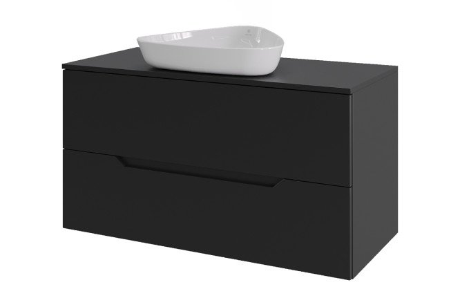 Изображение товара Тумба подвесная ORANGE Line 100 Li-100TubMDF+B07-500W 100.5 см, цвет каркаса чёрный, фасада чёрный