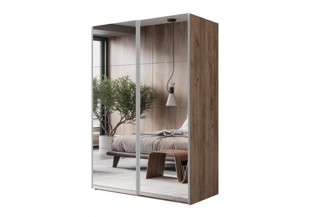 Изображение товара Двухдверный шкаф-купе Comet 160х240 см дуб крафт табачный с зеркалами
