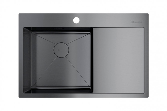 Изображение товара Мойка врезная с крылом OMOIKIRI Akisame 78-GM-L вороненая сталь 78х51х20 см