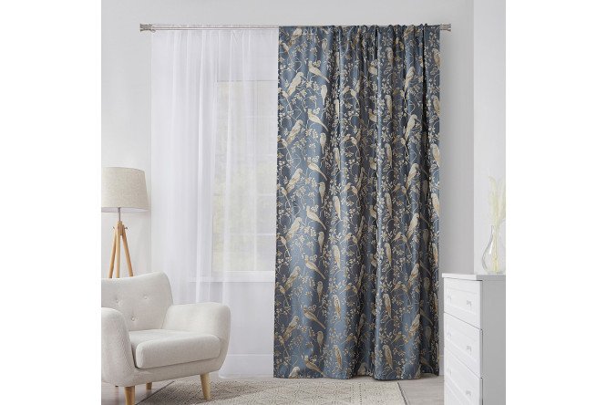 Изображение товара Штора на ленте ESTUDI BLANCO Nori 180х280 см, 1 шт., цвет синий, золотой, белый