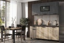 Кухонный гарнитур Эдинбург 180х216х60 см, цвет каркаса дуб крафт серый, фасада железный камень, дуб крафт серый