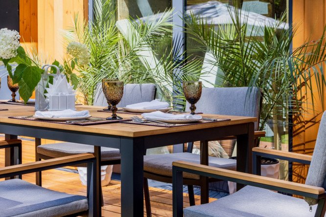 Обеденный комплект Oscar цвет каркаса чёрный, столешницы бежевый